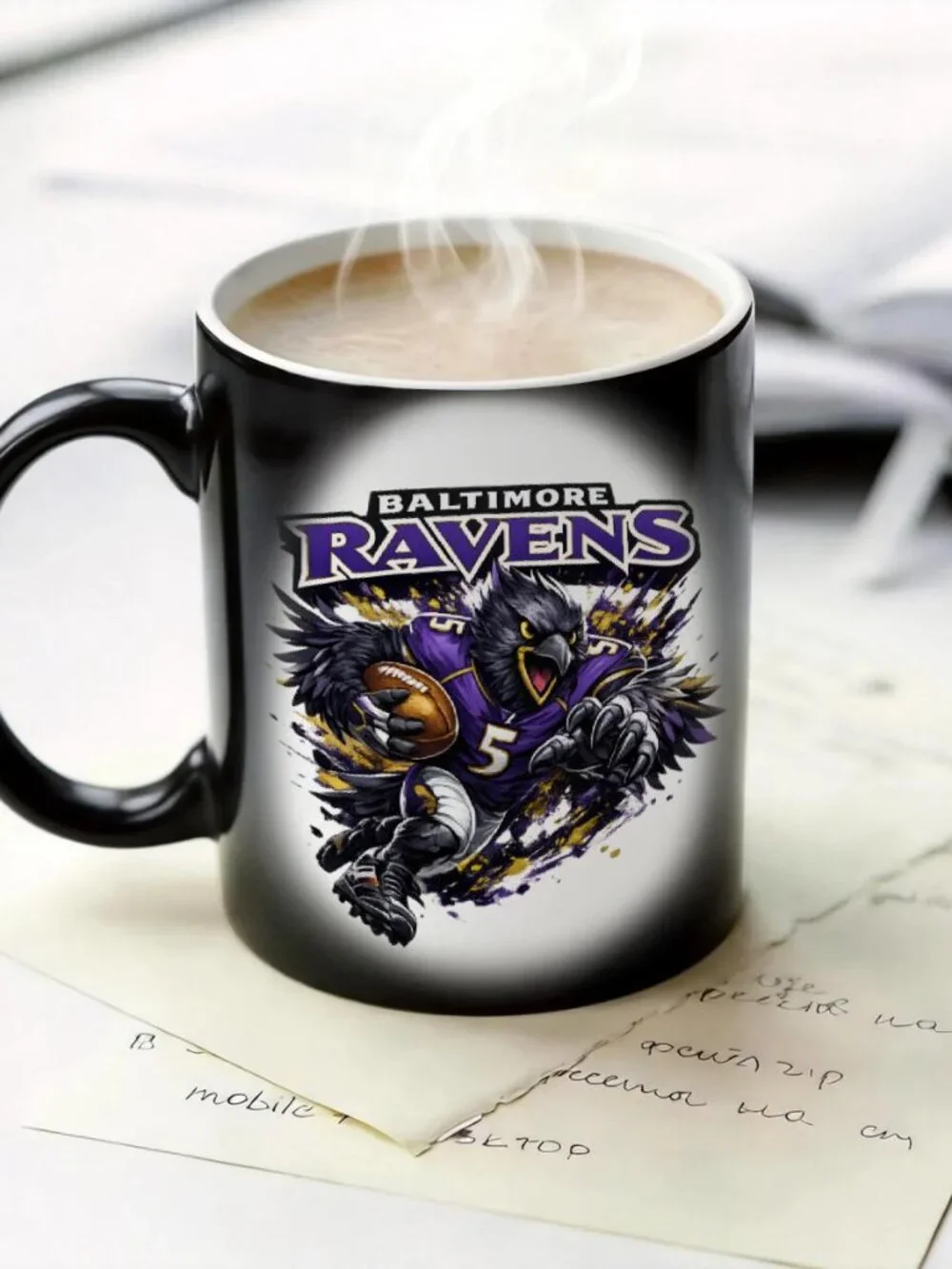 Baltimore Ravens Matte Heat Changing Mug NFL Fan Cup 11oz